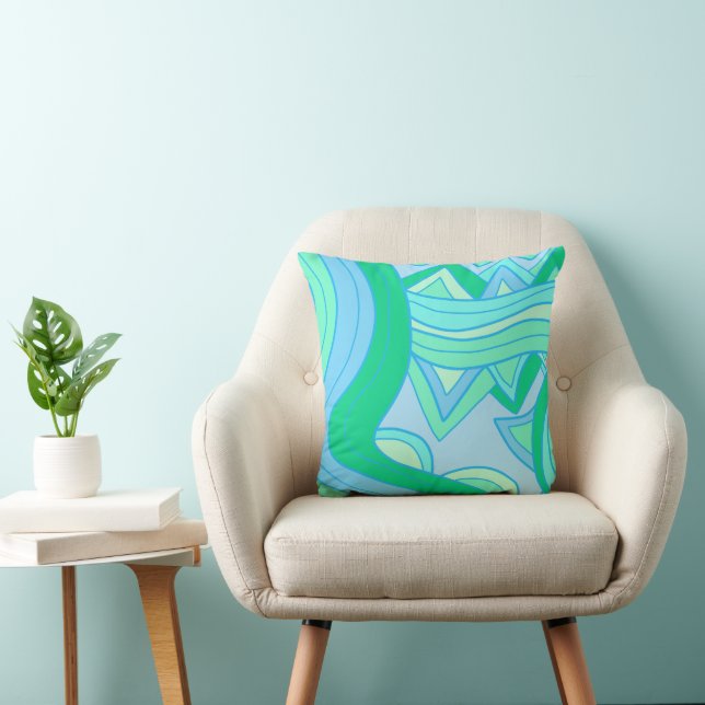 Groovy Teal Throw Pillow (Chair)