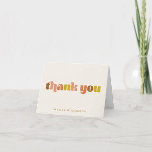 Groovy Terracotta Peach Retro Custom Shower Folded Letterpress Thank You Card