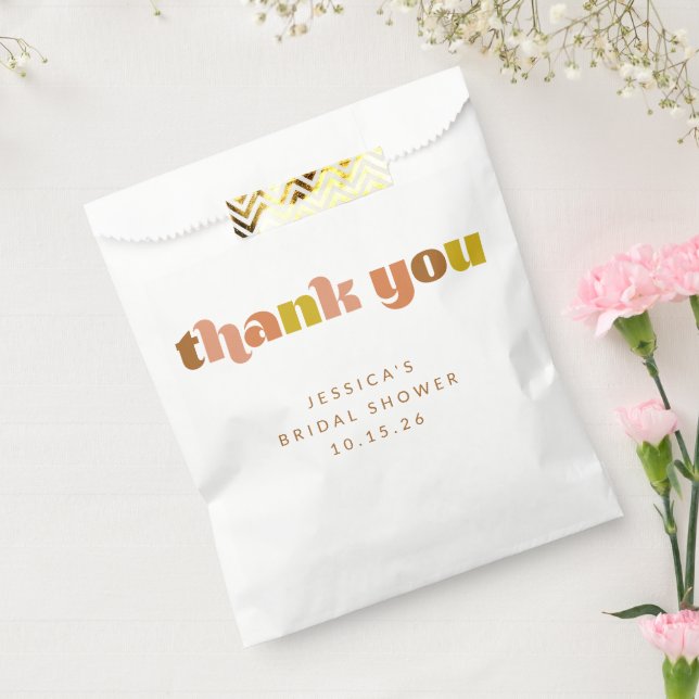 Groovy Terracotta Peach Retro Text Custom Shower  Favor Bag (Sealed)