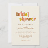 Groovy Terracotta Peach Typography Bridal Shower Invitation (Front)