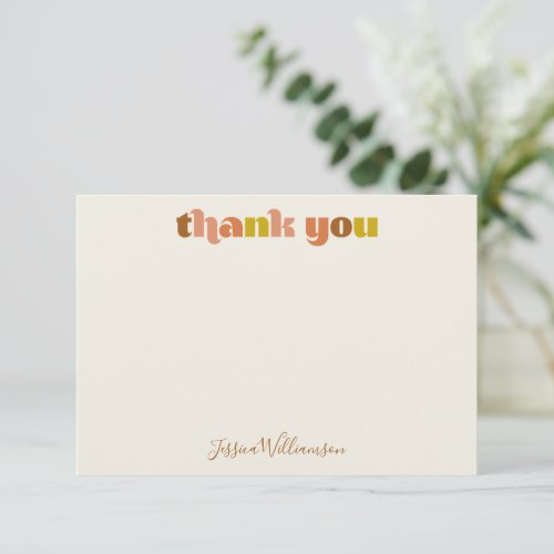 Groovy Terracotta Peach Typography Bridal Shower  Thank You Card