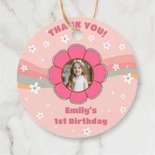 Groovy Thank You Boho Floral Rainbow Favor Tags