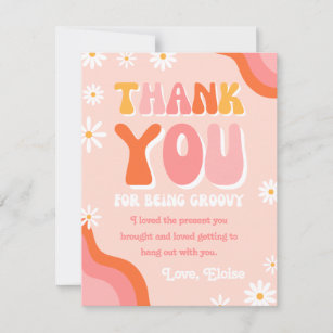 Groovy Thank You Card   Retro Thank You Card