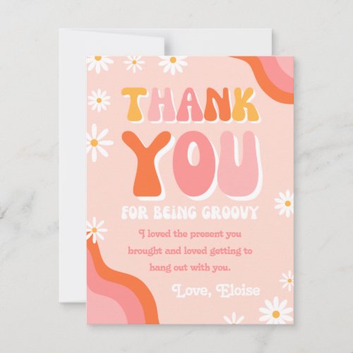 Groovy Thank You Card  Retro Thank You Card