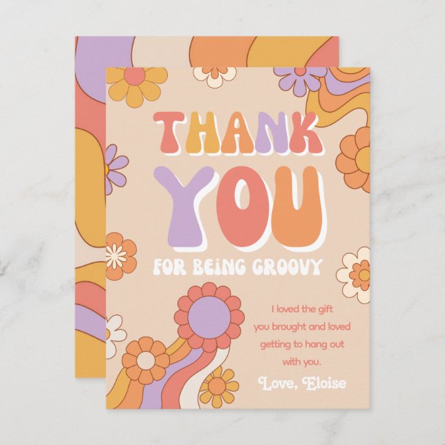 Groovy Thank You Card | Retro Thank You Card (Front/Back)