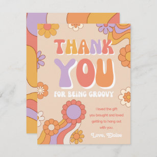 Groovy Thank You Card   Retro Thank You Card