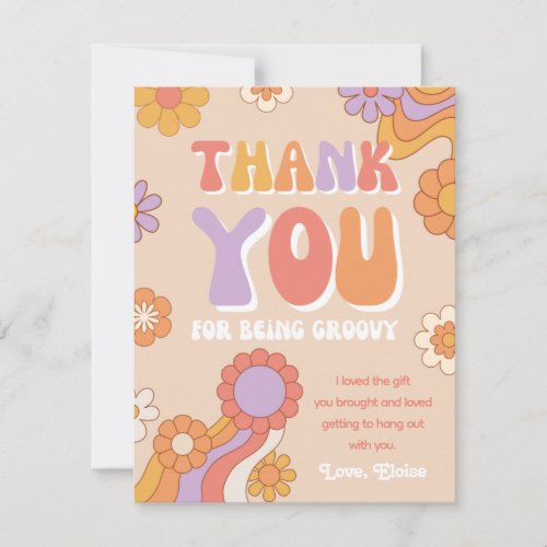 Groovy Thank You Card  Retro Thank You Card