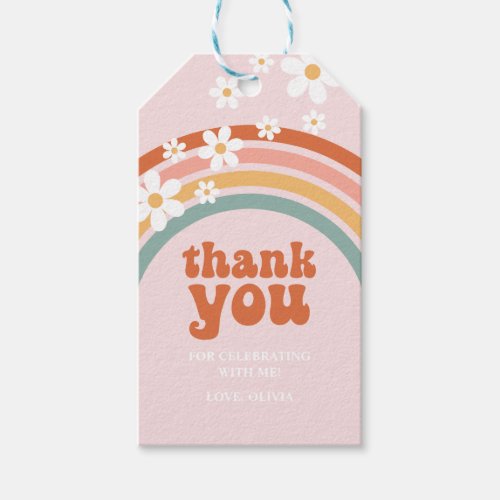 Groovy Thank You daisy boho floral rainbow Favor F Gift Tags