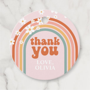Groovy Thank You daisy boho floral rainbow Favor Tags