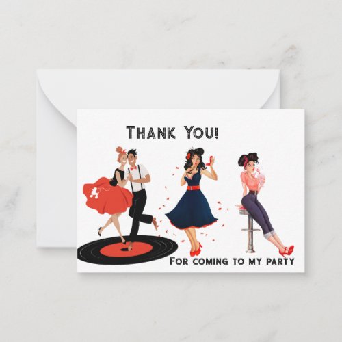 Groovy Thank you retro 1950s Note Card