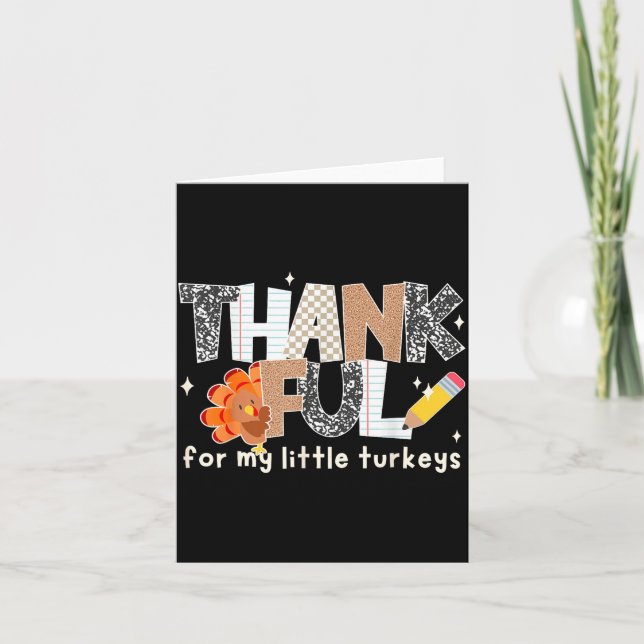 Groovy Thankful For My Little Turkeys Thanksgiving Card (Front)