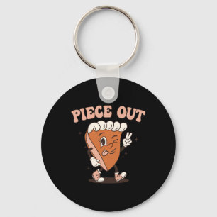 Groovy Thankful Pumpkin Pie Retro Piece Out Thanks Keychain