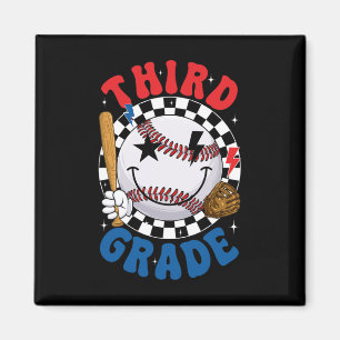 Groovy Third Grade Team Baseball First Day Of Scho Magnet