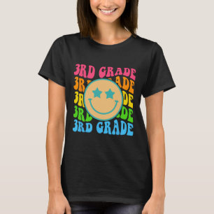 Groovy Third Grade Vibes Face Retro Teachers Back  T-Shirt