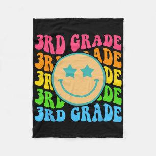 Groovy Third Grade Vibes Face Retro Teachers Byck Fleece Blanket