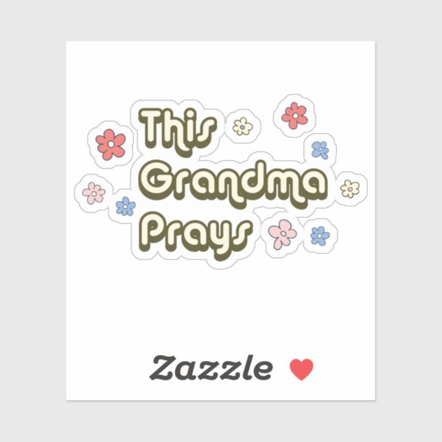 Groovy This Grandma Prays Floral Sticker (Sheet)