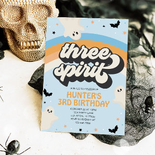 Groovy Three Spirit Boy 3rd Birthday Halloween Invitation