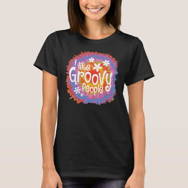 Groovy Tie Die Black T-Shirt (Front)