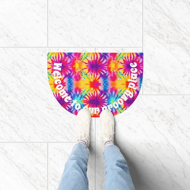 Groovy Tie Dye Customizable Doormat (Indoor)