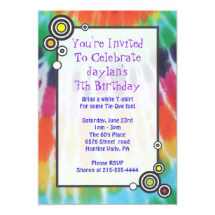 tie dye party invitations zazzle