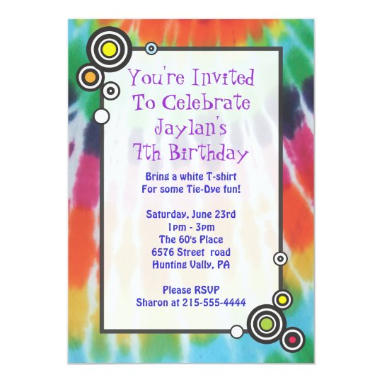 Groovy Tie Dye Happy Birthday Party Invitation 9749