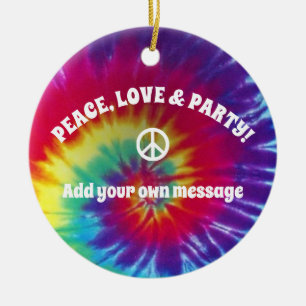 Groovy Tie Dye Hippie Ceramic Ornament