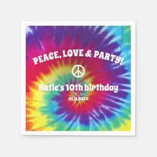 Groovy Tie Dye Hippie Party Napkins