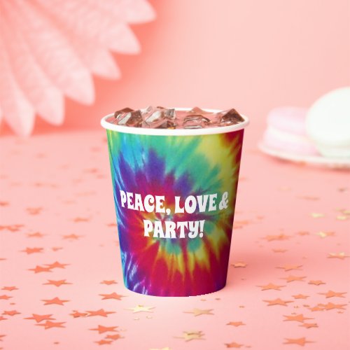 Groovy Tie Dye Hippie Party Paper Cups
