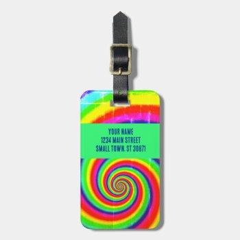 Groovy Tie Dye Hippie Rainbow Kaleidoscope Luggage Tag by PrettyPatternsGifts at Zazzle