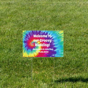 Groovy Tie Dye Hippie Sign
