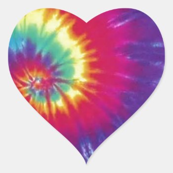 Groovy Tie Dye Hippie Style Heart Sticker by Godsblossom at Zazzle