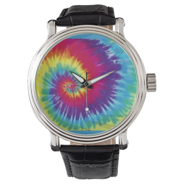 Groovy Tie Dye Leather Watch (Front)