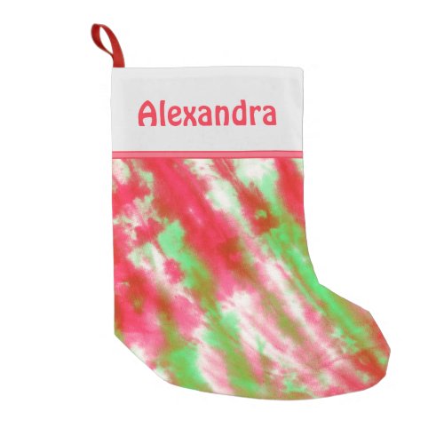 Groovy Tie Dye Monogram Name Fun Christmas Holiday Small Christmas Stocking