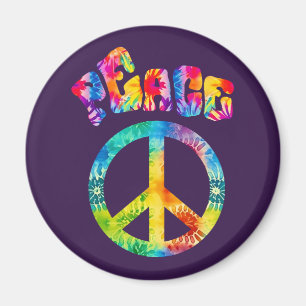 Groovy Tie Dye Peace Sign Magnet
