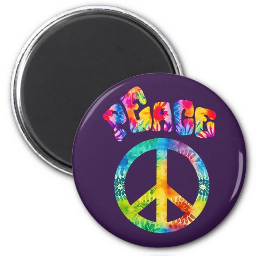 Groovy Tie Dye Peace Sign  Magnet