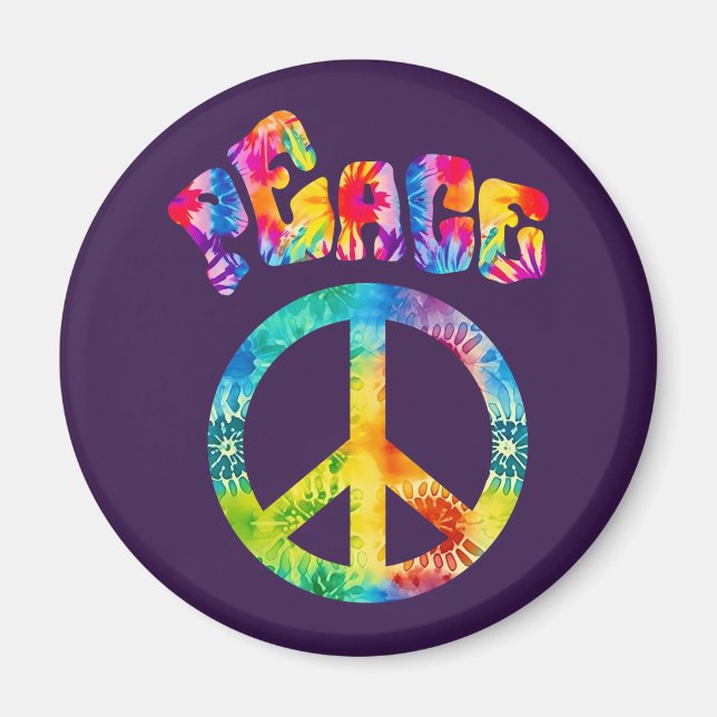 Groovy Tie Dye Peace Sign  Magnet (Front)