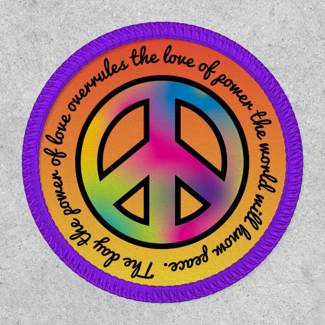 Groovy Tie Dye Peace Symbol Custom Quote Patch (Front)