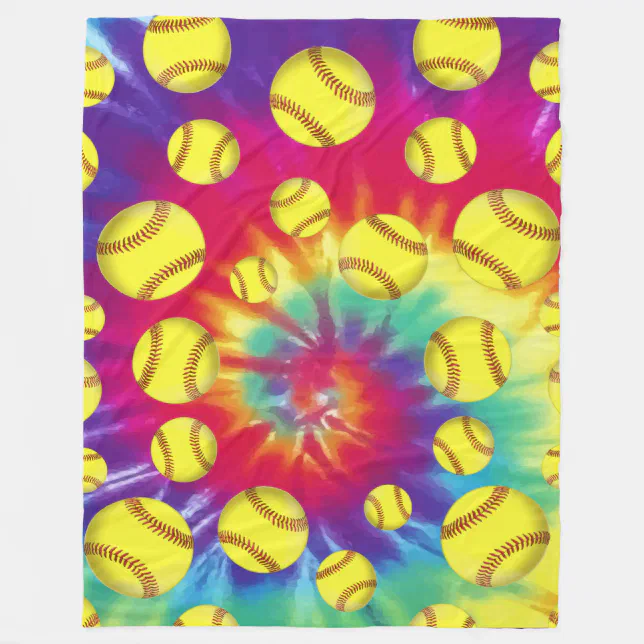Groovy Tie Dye Softball Throw Blanket Zazzle