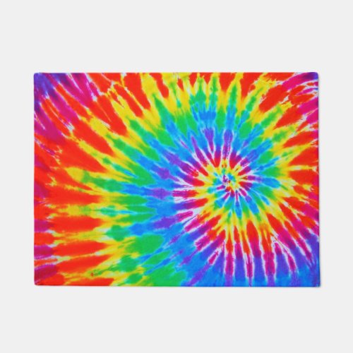 Groovy Tie Dye Spiral Rainbow Doormat