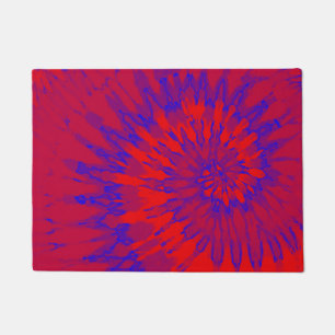 Groovy Tie Dye Spiral Red and Blue Doormat