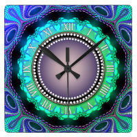 Groovy Time Aqua Green Purple Wall Clock