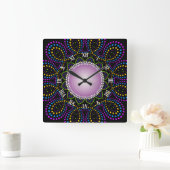 Groovy Time Colorful Backlight Swirl  Square Wall Clock (Home)