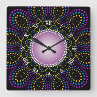 Groovy Time Colorful Backlight Swirl  Square Wall Clock