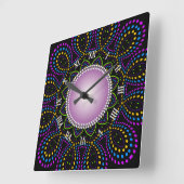 Groovy Time Colorful Backlight Swirl  Square Wall Clock (Angle)