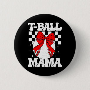 Groovy Tll Mom Softll T-ll Mama Checkered Mothers  Button