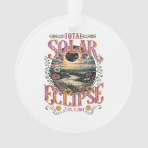 Groovy Total Solar Eclipse April 8 2024 Astronomy  Ornament