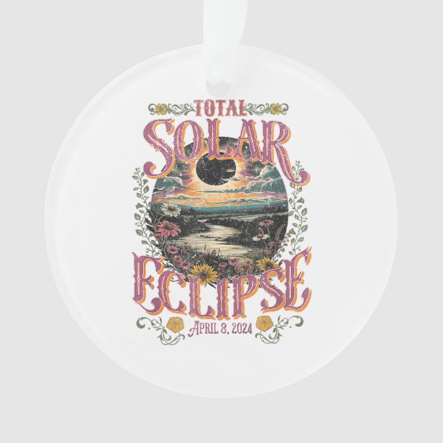 Groovy Total Solar Eclipse April 8 2024 Astronomy  Ornament (Front)