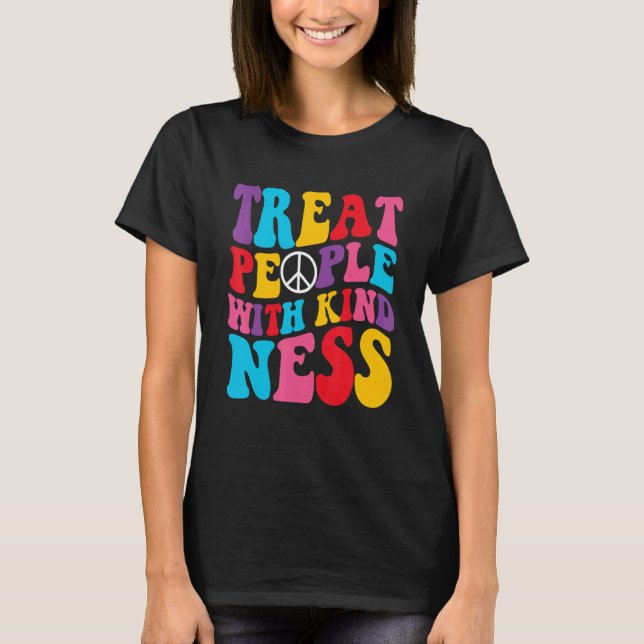 Groovy Treat People With Kindness Retro TPWK Trend T-Shirt (Front)