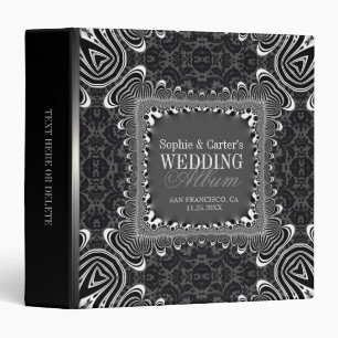 Groovy Tribal Black Damask Love Wedding Album 3 Ring Binder