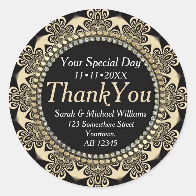 Groovy Tribal Flower Thank You Stickers (Front)